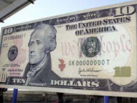 10-долларовая банкнота - цвета оранж. Фото