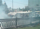 В центре Киева сгорела маршрутка. Фото