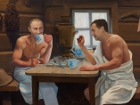 Российский художник рисует смелые картины, посвященные тандему Путина и Медведева