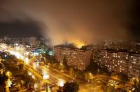 Величественное и жуткое зрелище ночного пожара в Киеве
