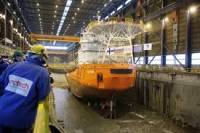 В Калининграде спустили на воду первое в мире судно, способное двигаться… по диагонали