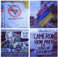 В Лондоне на улицах можно увидеть антипутинские карикатуры в поддержку Украины