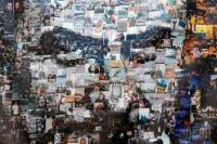 На здании КГГА вывесили огромный портрет Шевченко, сотканный из множества фотографий с Майдана