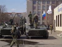 По слухам, в Славянск вошло шесть единиц бронетехники под флагами оккупантов