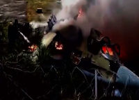 Видео горящего украинского вертолета, сбитого сепаратистами