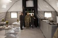 Аваков продемонстрировал новые палатки для бойцов АТО с обогревом, душевыми и столовой