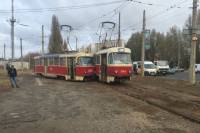 В Харькове столкнулись два трамвая. Еще один сошел с рельсов
