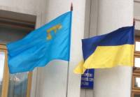 На флагштоке у МИДа рядом с флагами Украины и Евросоюза появился крымскотатарский