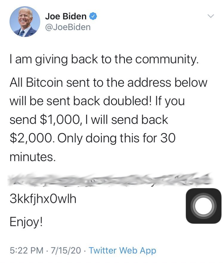 Скриншот фейковой записи Джо Байдена в Twitter