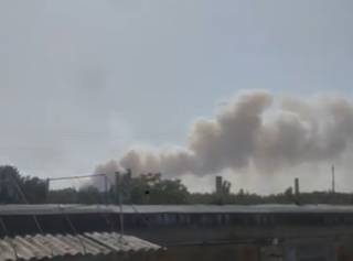 Появилось видео пожара возле Запорожской АЭС