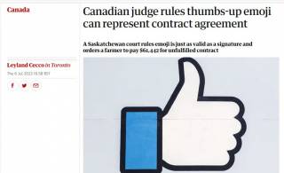 Смайлик с поднятым пальцем - официальная подпись: такое решение принял суд Канады