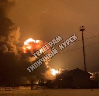 В Курской области атакована нефтебаза. Начался мощный пожар